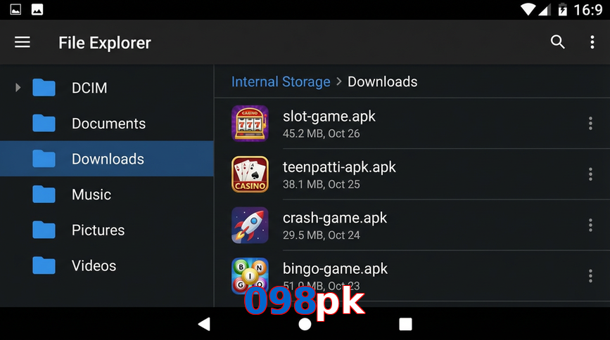 Main screen of 098Pk gameapk page for PK players